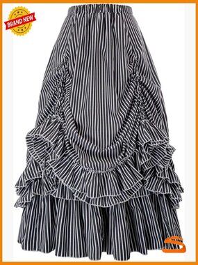 Vintage Gothic Steampunk Victorian Renaissance Skirt Floor Length Stretchy Waist